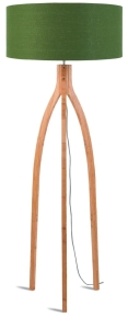 LAMPA PODŁOGOWA ANNAPURNA BAMBUS 3-NOŻNA 128CM/ABAŻUR 60X30CM, LNIANY ZIELEŃ LASU  GOOD&MOJO
