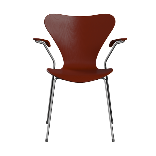 FRITZ HANSEN krzesło z podłokietnikami SERIES 7 fornir barwiony różne warianty wenecka czerwień