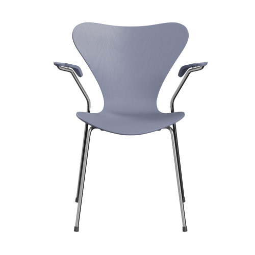 FRITZ HANSEN krzesło z podłokietnikami SERIES 7 fornir barwiony różne warianty lawendowy błękit