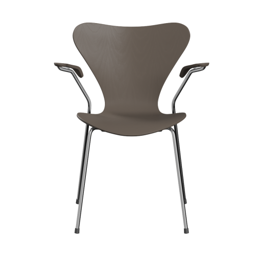 FRITZ HANSEN krzesło z podłokietnikami SERIES 7 fornir barwiony różne warianty gliniany brąz