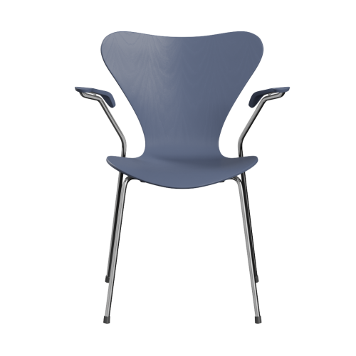FRITZ HANSEN krzesło z podłokietnikami SERIES 7 fornir barwiony różne warianty błękit zmierzchu