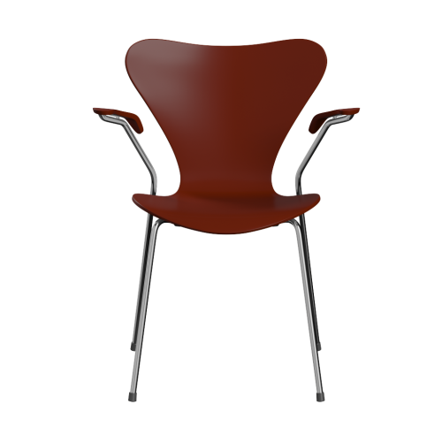 FRITZ HANSEN krzesło z podłokietnikami SERIES 7 fornir lakierowany różne warianty wenecka czerwień