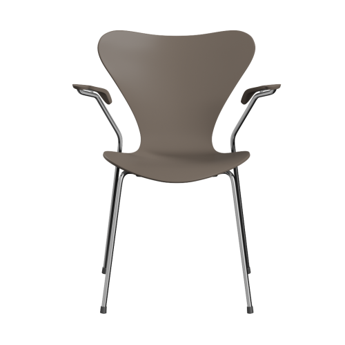 FRITZ HANSEN krzesło z podłokietnikami SERIES 7 fornir lakierowany różne warianty gliniany brąz