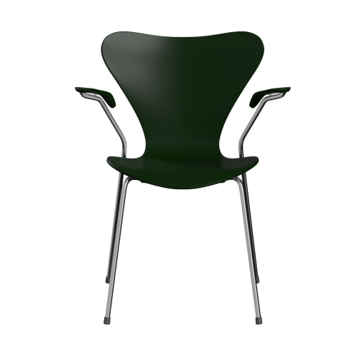FRITZ HANSEN krzesło z podłokietnikami SERIES 7 fornir lakierowany różne warianty ciemna zieleń