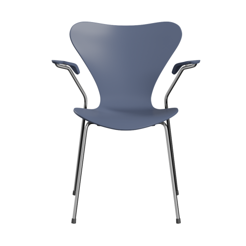 FRITZ HANSEN krzesło z podłokietnikami SERIES 7 fornir lakierowany różne warianty błękit zmierzchu