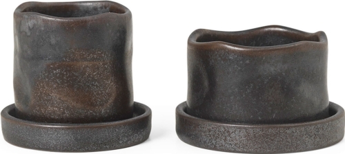 Osłonki na doniczki Uneru mini czarne 2 szt. Ferm Living 