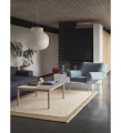 STOLIK KAWOWY COUPLE MUUTO - 1 FALISTY I 2 GŁADKIE KAFLE BLATU SAND / PODSTAWA CIEMNY DĄB