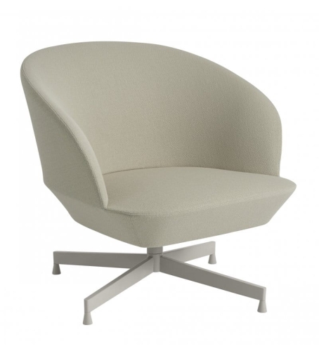 FOTEL TAPICEROWANY OSLO LOUNGE CHAIR SWIVEL BASE MUUTO - TKANINA VIDAR 146, OBROTOWA PODSTAWA W KOLORZE SZARYM