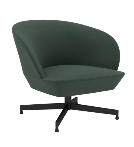 FOTEL TAPICEROWANY OSLO LOUNGE CHAIR SWIVEL BASE MUUTO - TKANINA TWILL WEAVE 990, OBROTOWA PODSTAWA W KOLORZE CZARNYM