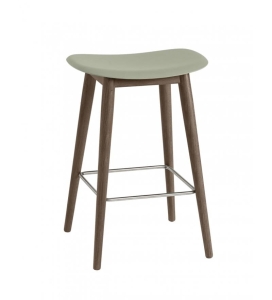 HOKER NA DREWNIANEJ PODSTAWIE FIBER COUNTER STOOL / WOOD BASE MUUTO - BLADOZIELONY/ NOGI CIEMNOBRĄZOWE