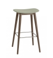 HOKER NA DREWNIANEJ PODSTAWIE FIBER COUNTER STOOL / WOOD BASE MUUTO - BLADOZIELONY/ NOGI CIEMNOBRĄZOWE