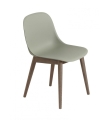 KRZESŁO NA DREWNIANEJ PODSTAWIE FIBER SIDE CHAIR WOOD BASE MUUTO - BLADOZIELONE/ NOGI CIEMNOBRĄZOWE
