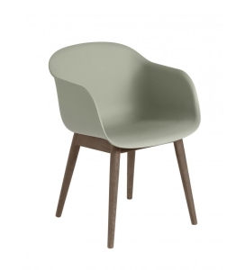 FOTEL NA DREWNIANEJ PODSTAWIE FIBER ARMCHAIR WOOD BASE MUUTO - BLADOZIELONY/ NOGI CIEMNOBRĄZOWE