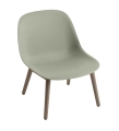 KRZESŁO NA DREWNIANEJ PODSTAWIE FIBER LOUNGE CHAIR WOOD BASE MUUTO - BLADOZIELONE/ NOGI CIEMNOBRĄZOWE