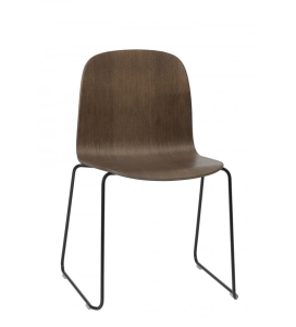 KRZESŁO DREWNIANE NA STALOWYCH NOGACH VISU SLED BASE CHAIR MUUTO - CIEMNOBRĄZOWE/ NOGI W KOLORZE CZARNYM