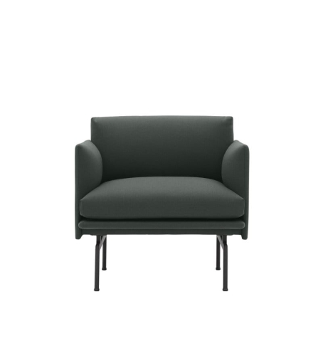 FOTEL TAPICEROWANY STUDIO OUTLINE CHAIR MUUTO - CZARNA PODSTAWA, WYSOKOŚĆ SIEDZENIA 45CM, RÓŻNE KOLORY