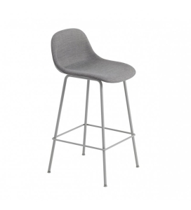 HOKER TAPICEROWANY Z OPARCIEM FIBER COUNTER STOOL W. BACKREST / TUBE BASE H: 65CM MUUTO - RÓŻNE KOLORY