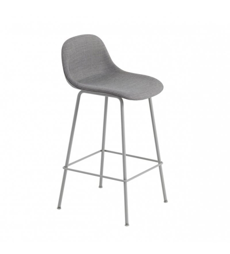 HOKER TAPICEROWANY Z OPARCIEM FIBER COUNTER STOOL W. BACKREST / TUBE BASE H: 65CM MUUTO - RÓŻNE KOLORY