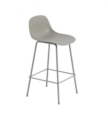 HOKER Z OPARCIEM FIBER COUNTER STOOL W. BACKREST / TUBE BASE H: 65CM MUUTO - RÓŻNE KOLORY