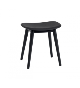 STOŁEK NA DREWNIANEJ PODSTAWIE FIBER STOOL / WOOD BASE H: 45CM MUUTO - CZARNY