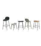 STOŁEK TAPICEROWANY NA DREWNIANEJ PODSTAWIE FIBER STOOL / WOOD BASE H: 45CM MUUTO - RÓŻNE KOLORY
