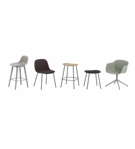 STOŁEK TAPICEROWANY FIBER STOOL / TUBE BASE H: 45CM MUUTO - RÓŻNE KOLORY
