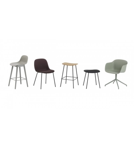 STOŁEK TAPICEROWANY FIBER STOOL / TUBE BASE H: 45CM MUUTO - RÓŻNE KOLORY