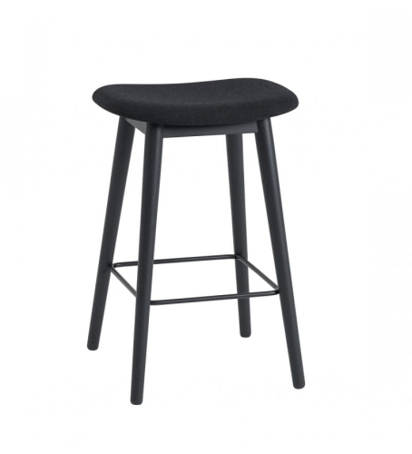 HOKER TAPICEROWANY NA DREWNIANEJ PODSTAWIE FIBER COUNTER STOOL / WOOD BASE H: 65CM MUUTO - RÓŻNE KOLORY