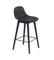 HOKER NA DREWNIANEJ PODSTAWIE Z OPARCIEM FIBER COUNTER STOOL W. BACKREST / WOOD BASE H: 65CM MUUTO - RÓŻNE KOLORY