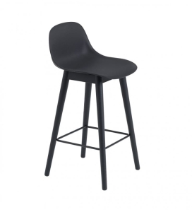 HOKER NA DREWNIANEJ PODSTAWIE Z OPARCIEM FIBER COUNTER STOOL W. BACKREST / WOOD BASE H: 65CM MUUTO - RÓŻNE KOLORY