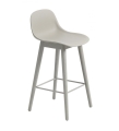 HOKER NA DREWNIANEJ PODSTAWIE Z OPARCIEM FIBER COUNTER STOOL W. BACKREST / WOOD BASE H: 65CM MUUTO - RÓŻNE KOLORY