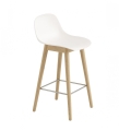 HOKER NA DREWNIANEJ PODSTAWIE Z OPARCIEM FIBER COUNTER STOOL W. BACKREST / WOOD BASE H: 65CM MUUTO - RÓŻNE KOLORY