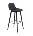 HOKER NA DREWNIANEJ PODSTAWIE Z OPARCIEM FIBER BAR STOOL W. BACKREST / WOOD BASE H: 75CM MUUTO - RÓŻNE KOLORY