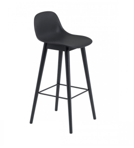 HOKER NA DREWNIANEJ PODSTAWIE Z OPARCIEM FIBER BAR STOOL W. BACKREST / WOOD BASE H: 75CM MUUTO - RÓŻNE KOLORY