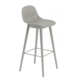 HOKER NA DREWNIANEJ PODSTAWIE Z OPARCIEM FIBER BAR STOOL W. BACKREST / WOOD BASE H: 75CM MUUTO - RÓŻNE KOLORY
