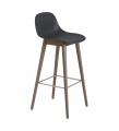 HOKER NA DREWNIANEJ PODSTAWIE Z OPARCIEM FIBER BAR STOOL W. BACKREST / WOOD BASE H: 75CM MUUTO - RÓŻNE KOLORY