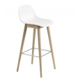 HOKER NA DREWNIANEJ PODSTAWIE Z OPARCIEM FIBER BAR STOOL W. BACKREST / WOOD BASE H: 75CM MUUTO - RÓŻNE KOLORY