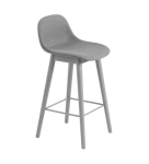HOKER TAPICEROWANY NA DREWNIANEJ PODSTAWIE Z OPARCIEM FIBER COUNTER STOOL W. BACKREST / WOOD BASE H: 65CM MUUTO - RÓŻNE KOLORY