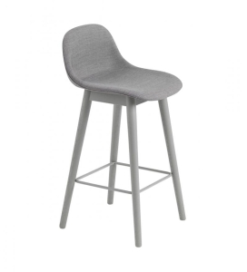 HOKER TAPICEROWANY NA DREWNIANEJ PODSTAWIE Z OPARCIEM FIBER COUNTER STOOL W. BACKREST / WOOD BASE H: 65CM MUUTO - RÓŻNE KOLORY