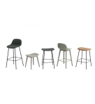 HOKER TAPICEROWANY NA DREWNIANEJ PODSTAWIE Z OPARCIEM FIBER BAR STOOL W. BACKREST / WOOD BASE H: 75CM MUUTO - RÓŻNE KOLORY