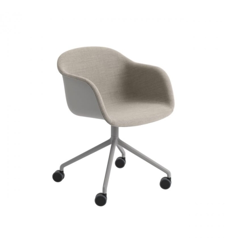 FOTEL TAPICEROWANY OBROTOWY NA KÓŁKACH FIBER ARMCHAIR FRONT SWIVEL BASE W. CASTORS MUUTO - RÓŻNE KOLORY