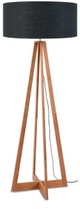 LAMPA PODŁOGOWA EVEREST BAMBUS 4-NOŻNA 127CM/ABAŻUR 60X30CM, LNIANY CIEMNOSZARY  GOOD&MOJO