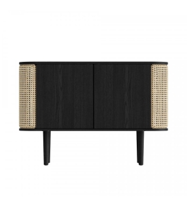 KOMODA 2-DRZWIOWA TREASURES BLACK OAK UMAGE - CZARNY DĄB / PLECIONKA WIEDEŃSKA