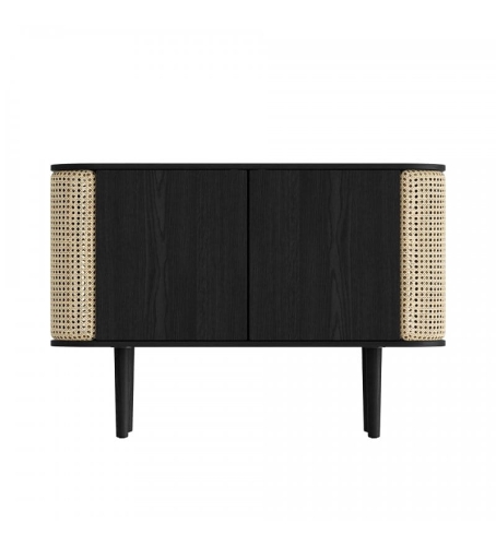 KOMODA 2-DRZWIOWA TREASURES BLACK OAK UMAGE - CZARNY DĄB / PLECIONKA WIEDEŃSKA