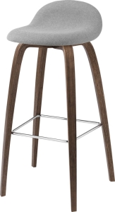 Stołek barowy 3D WOOD 75 tapicerowany przód, orzech amerykański Gubi