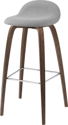 Stołek barowy 3D WOOD 75 tapicerowany przód, orzech amerykański Gubi