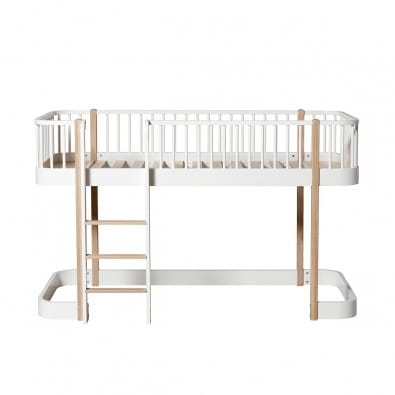 Łóżko LOW LOFT na niskiej antresoli 138cm Wood Oak/White  Oliver Furniture