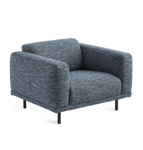 Fotel w tkaninie boucle TEDDY BOHO niebieski melanż Pols Potten 