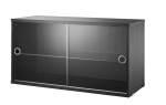 Komoda przeszklona przesuwane drzwi czarny jesion STRING Furniture