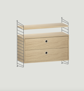 System z komodą CHEST z szufladami i półką dąb 78x30cm STRING Furniture